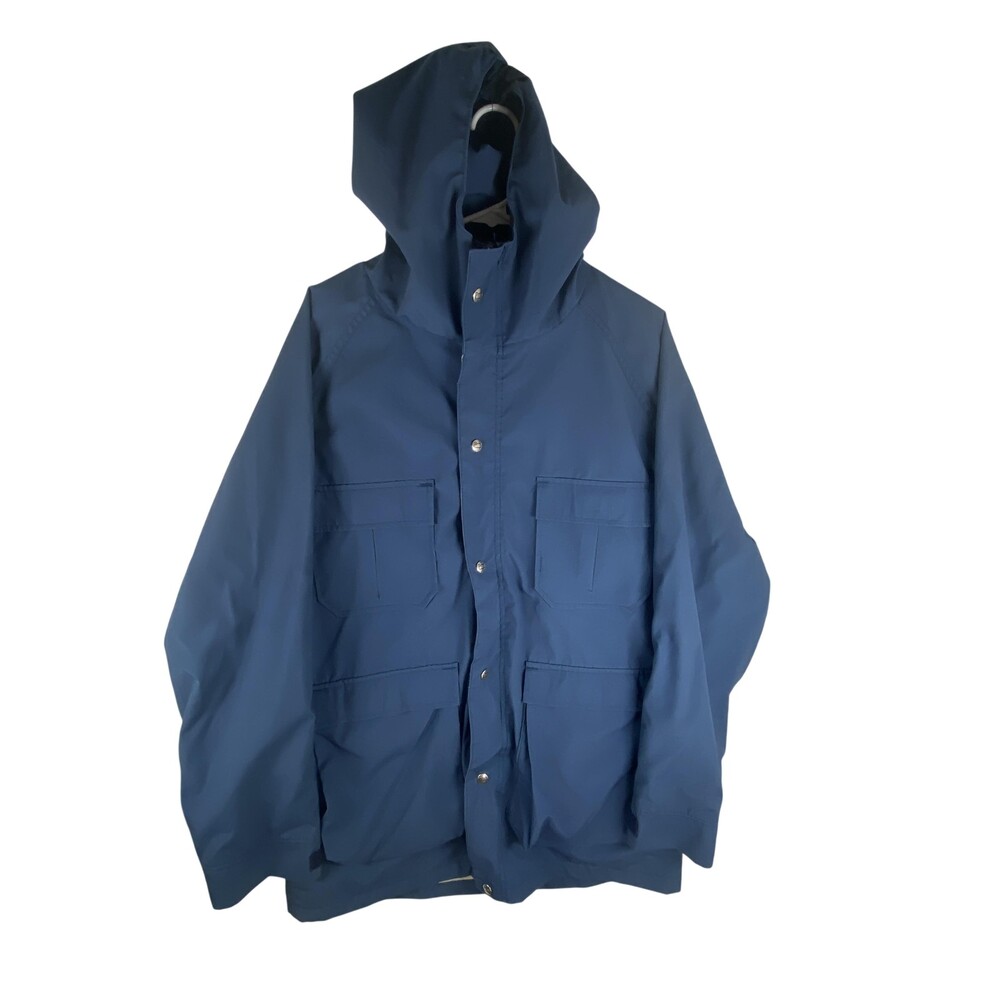 VTG Woolrich Jacket Mens Medium Blue Hooded Parka NAVY 6112 Lined Made USA